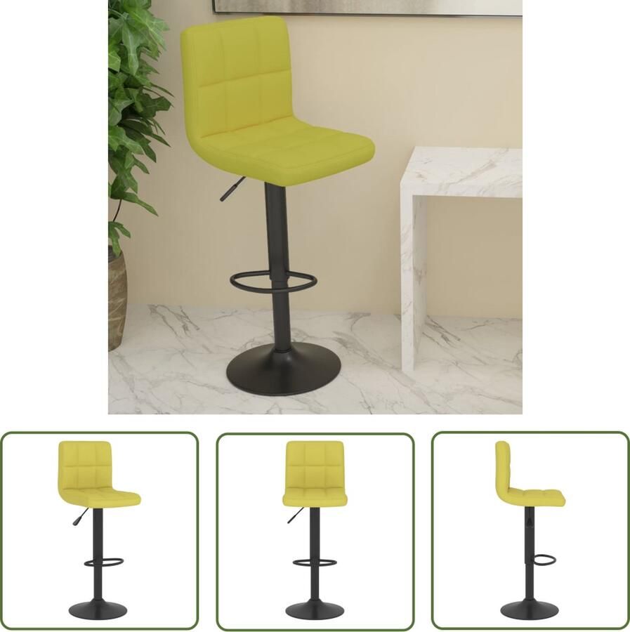 The Living Store Barkruk Groen Stof 40x47x(90-111) cm 360Â° draaibaar Barstoelen Barkruk Stoffen Barkruk Verstelbare Barkruk Draaibare Barkruk - Foto 2