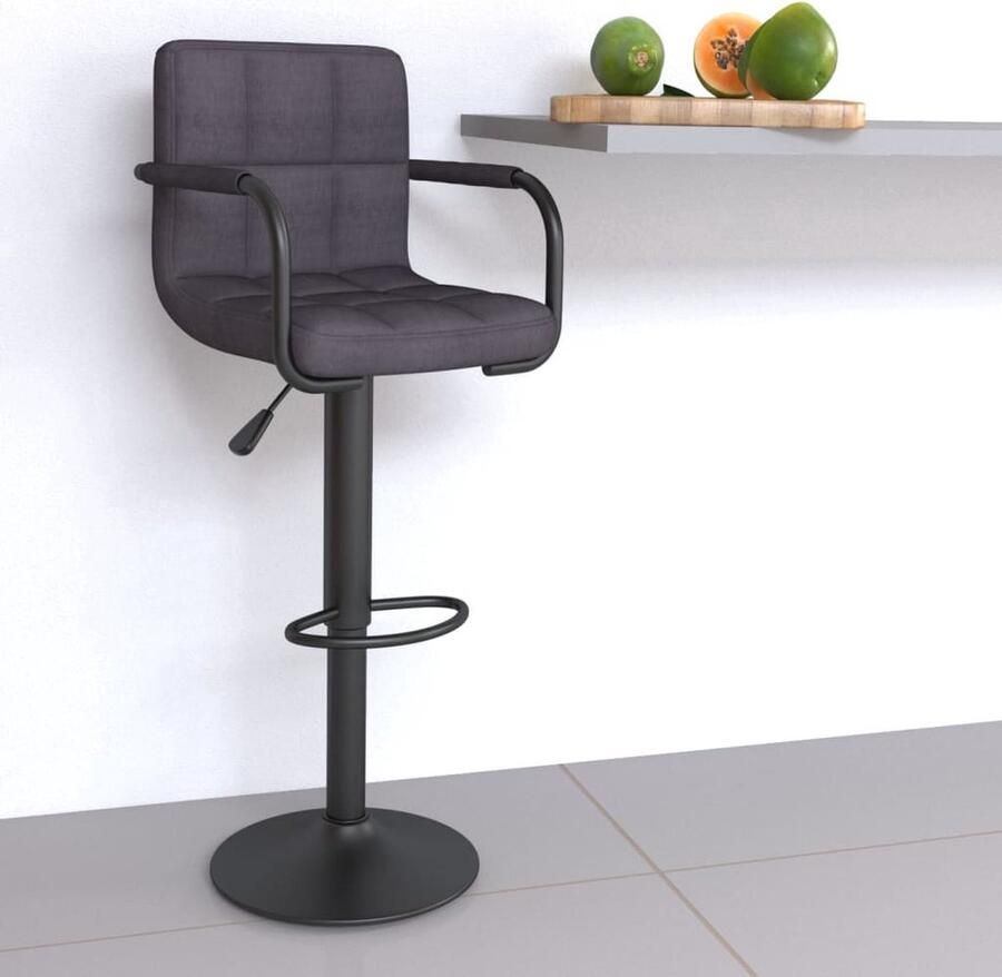 The Living Store Barkruk Stof 48x47x(90-111) cm Taupe Zwart Gepoedercoat Staal Verstelbaar 360 Graden Draaibaar Barstoelen Barkruk Stoffen Barkruk Adjustable Barstool Draaibare Barkruk