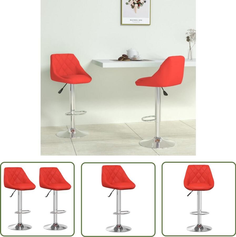 The Living Store Barstoelen 2 st kunstleer rood Barstooi Barkruk Rode Barkruk Design Barkruk Industriële Barkruk