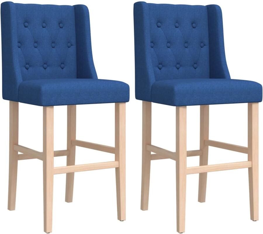 The Living Store Barstoelen Barkrukken 45 x 51.5 x 113 cm Blauw met rugleuningen met 2 oren Barstooi Barkruk Eetkamerstoel Keukenstoel Designstoel