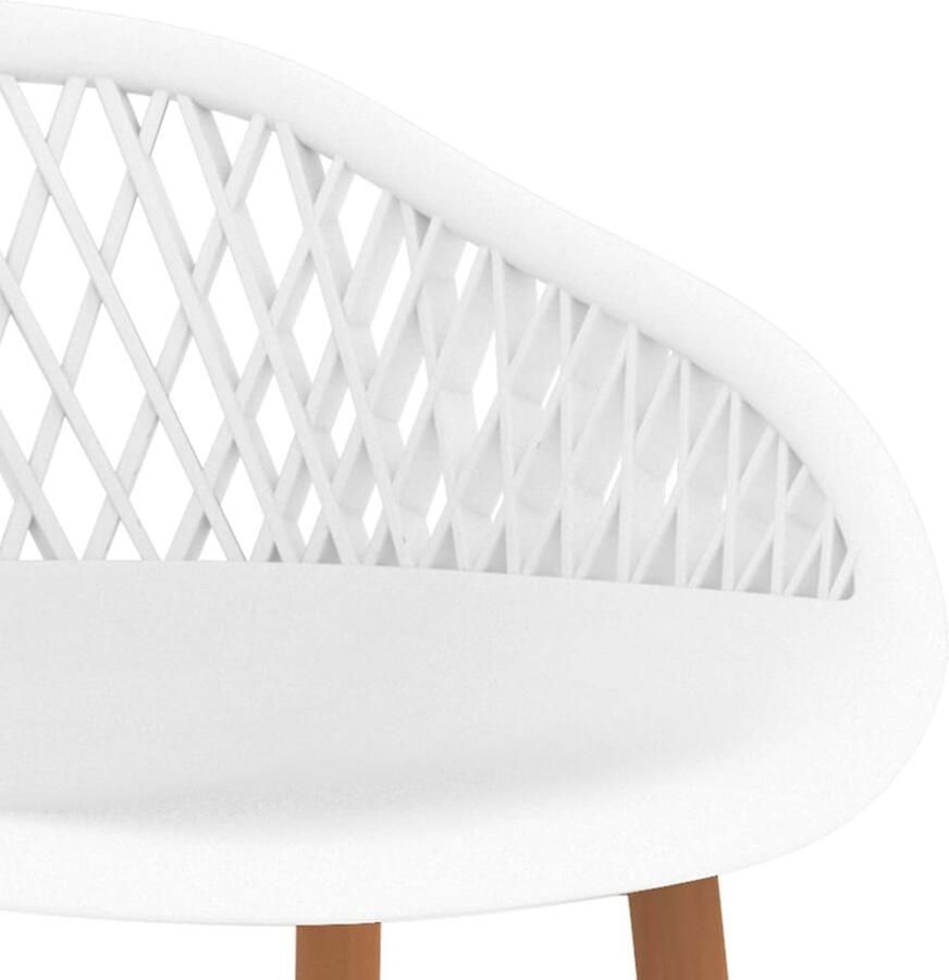 The Living Store Barstoelen Mesh-Look Set van 2 Wit 48x47.5x95.5 cm Ergonomisch ontworpen zitting Robuust PP en metaal Eenvoudige montage Barstooi Barkruk Barstoelen Lounge Stoel Eetkamerstoel - Foto 2