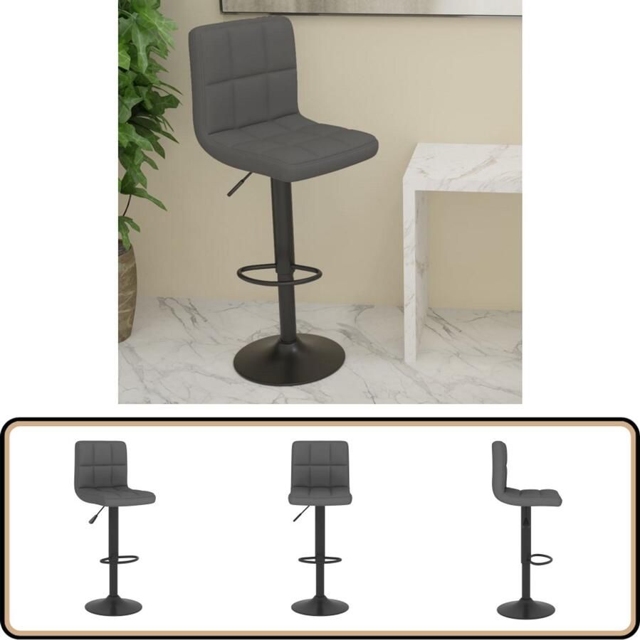 VidaXL Barkruk Donkergrijs In hoogte verstelbaar Barstoelen Barkruk Stoffen Barkruk Donker Grijze Barkruk Draaibare Barkruk