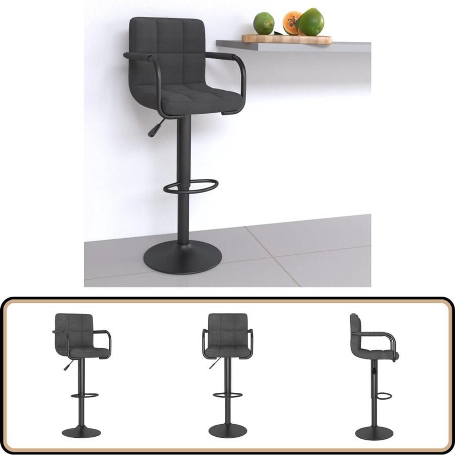 VidaXL Barkruk Donkergrijs Verstelbaar Met Armleuningen Barstoelen Barkruk Stoel Eetkamerstoel Industriële Meubels