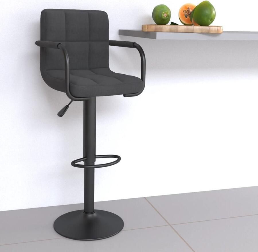 VidaXL Barkruk Donkergrijs Verstelbaar Met Armleuningen Barstoelen Barkruk Stoel Eetkamerstoel Industriële Meubels - Foto 2