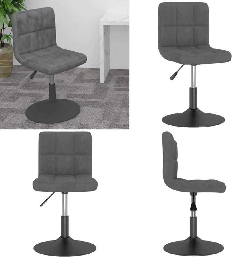 VidaXL Barkruk draaibaar fluweel donkergrijs Barkruk Barkrukken Barkrukje Barkrukjes