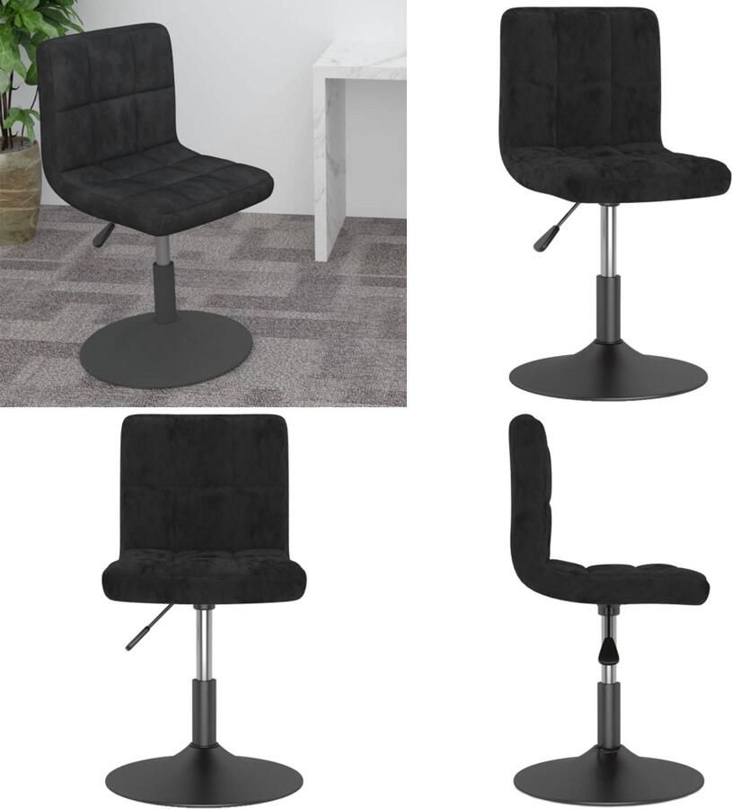 VidaXL Barkruk draaibaar fluweel zwart Barkruk Barkrukken Barkrukje Barkrukjes