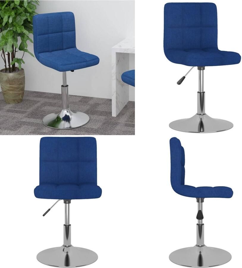 VidaXL Barkruk draaibaar stof blauw Barkruk Barkrukken Barkrukje Barkrukjes