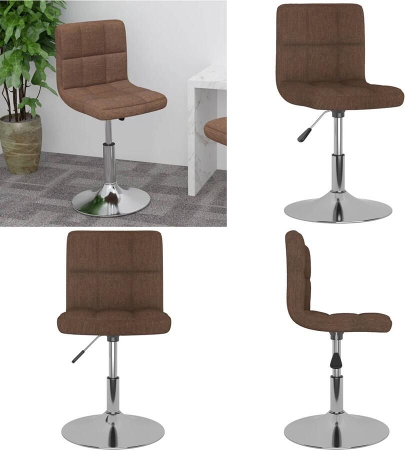 VidaXL Barkruk draaibaar stof bruin Barkruk Barkrukken Barkrukje Barkrukjes