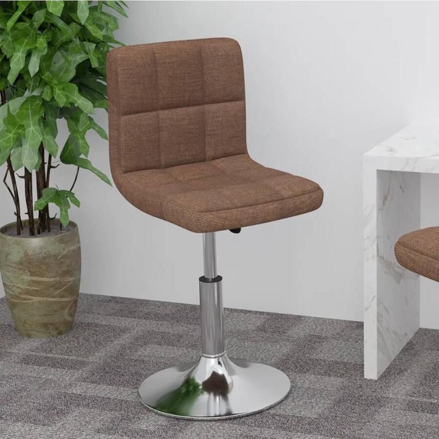 VidaXL Barkruk Draaibaar Stof Bruin Barstoel Draaibare Barstool Bruine Barstoel Bruine Stoel Eetkamerstoelen Keukenstoelen Moderne Barstoel Design Barstoel Comfortabele Barstoel - Foto 2