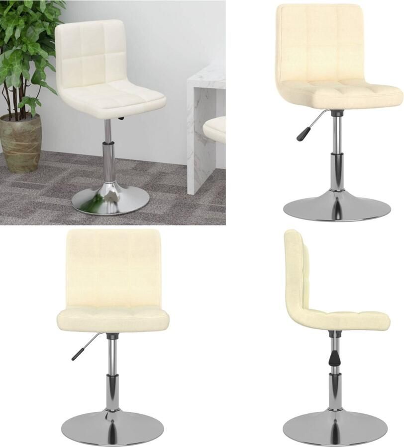 VidaXL Barkruk draaibaar stof crèmekleurig Barkruk Barkrukken Barkrukje Barkrukjes