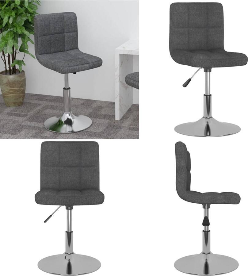 VidaXL Barkruk draaibaar stof donkergrijs Barkruk Barkrukken Barkrukje Barkrukjes