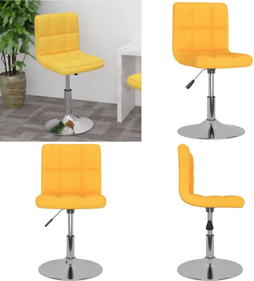 VidaXL Barkruk draaibaar stof geel Barkruk Barkrukken Barkrukje Barkrukjes