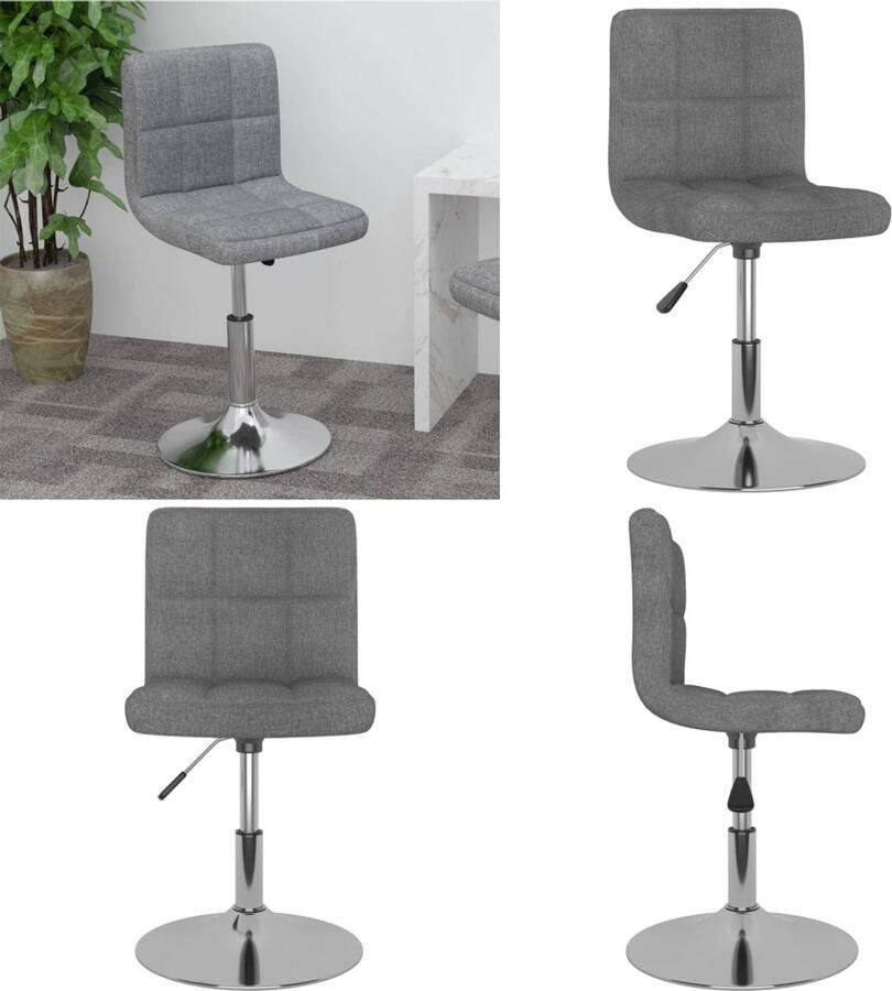 VidaXL Barkruk draaibaar stof lichtgrijs Barkruk Barkrukken Barkrukje Barkrukjes