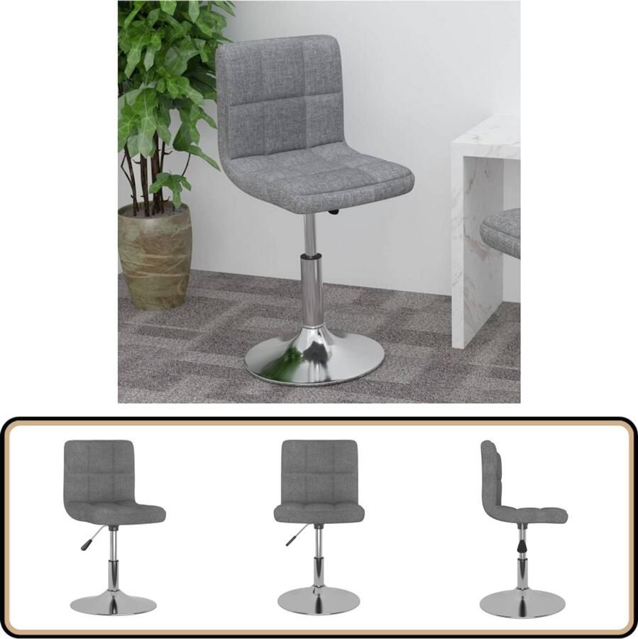 VidaXL Barkruk Draaibaar Stof Lichtgrijs Barstoel Draaibare Barstool Stoffen Barstoel Hoge Stoel Keukenstoelen Eetkamerstoelen Industriële Barstoel Moderne Barstoel Licht Grijze Barstoel