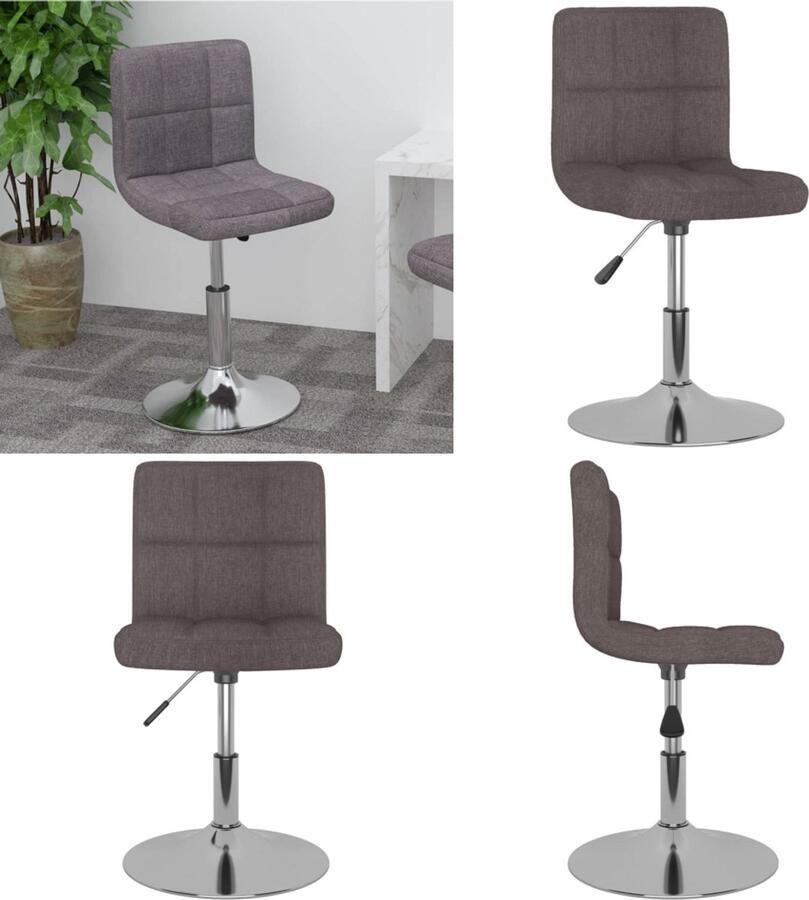 VidaXL Barkruk draaibaar stof taupe Barkruk Barkrukken Barkrukje Barkrukjes