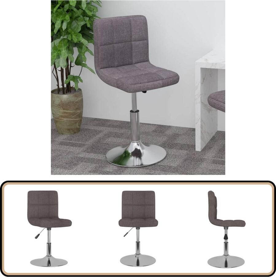 VidaXL Barkruk Draaibaar Stof Taupe Barstoel Barkruk Stoelen Lounge Stoel Eetkamerstoelen