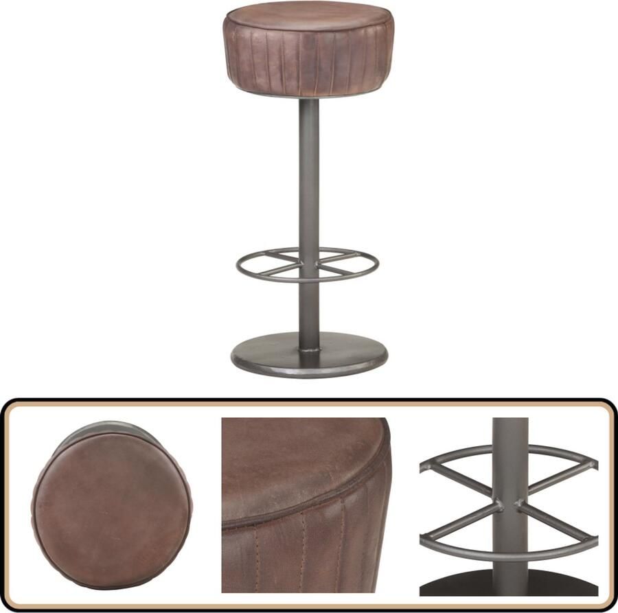 VidaXL Barkruk Echt Leer Verweerd Bruin 76 cm Barstoel Lederen Barstool Vintage Barstoel Retro Barstoel Barkruk