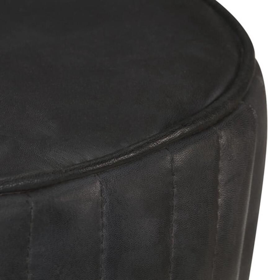 VidaXL Barkruk Echt Leer Zwart Stijlvol & Duurzaam Barstoel Barkruk Lederen Barkruk Eetkamerstoel Lounge Stoel Keukenstoel Vintage Stoel Retro Stoel Zwarte Barkruk Hoge Stoel - Foto 2