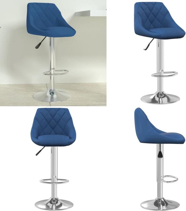 VidaXL Barkruk fluweel blauw Barkruk Barkrukken Barkrukje Barkrukjes