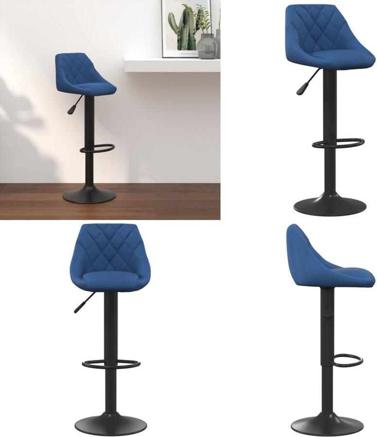 VidaXL Barkruk fluweel blauw Barkruk Barkrukken Barkrukje Barkrukjes