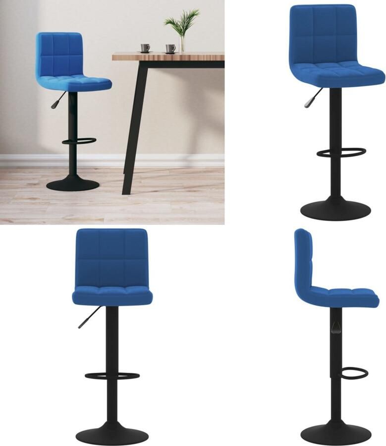 VidaXL Barkruk fluweel blauw Barkruk Barkrukken Barkrukje Barkrukjes