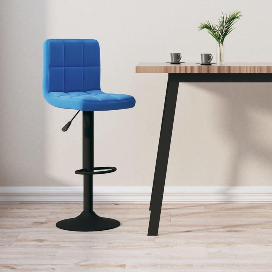 VidaXL Barkruk Fluweel Blauw In hoogte verstelbaar Barstoel Barkruk Fluweel Stoel Blauwe Barkruk In Hoogte Verstelbare Barkruk Draaibare Barkruk Comfortabele Barkruk Moderne Barkruk Salon Meubilair Eetkamerstoelen - Foto 2