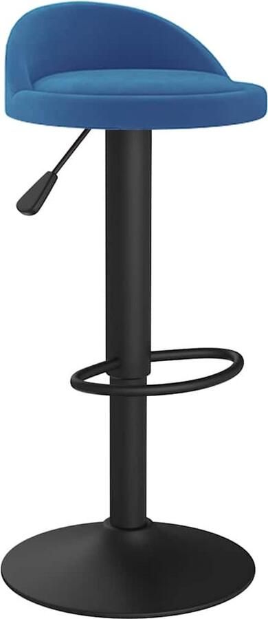 VidaXL Barkruk Fluweel Blauw Verstelbaar Barstoelen Barkruk Stoel Lounge Meubilair