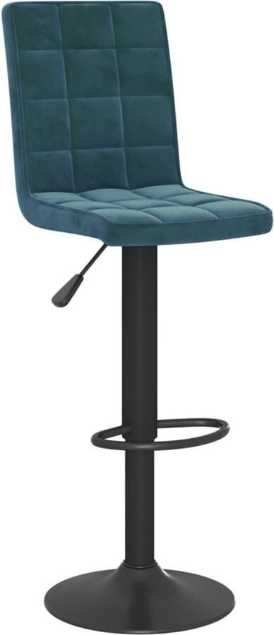 VidaXL Barkruk Fluweel Blauw Verstelbaar