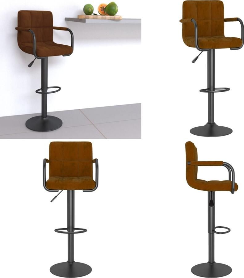 VidaXL Barkruk fluweel bruin Barkruk Barkrukken Barkrukje Barkrukjes