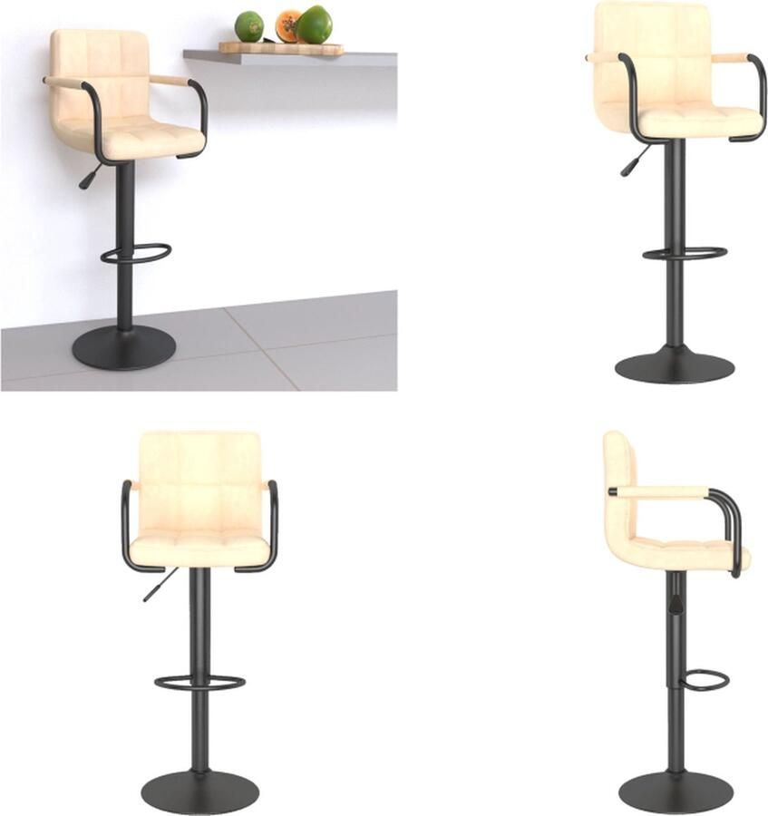 VidaXL Barkruk fluweel crèmekleurig Barkruk Barkrukken Barkrukje Barkrukjes