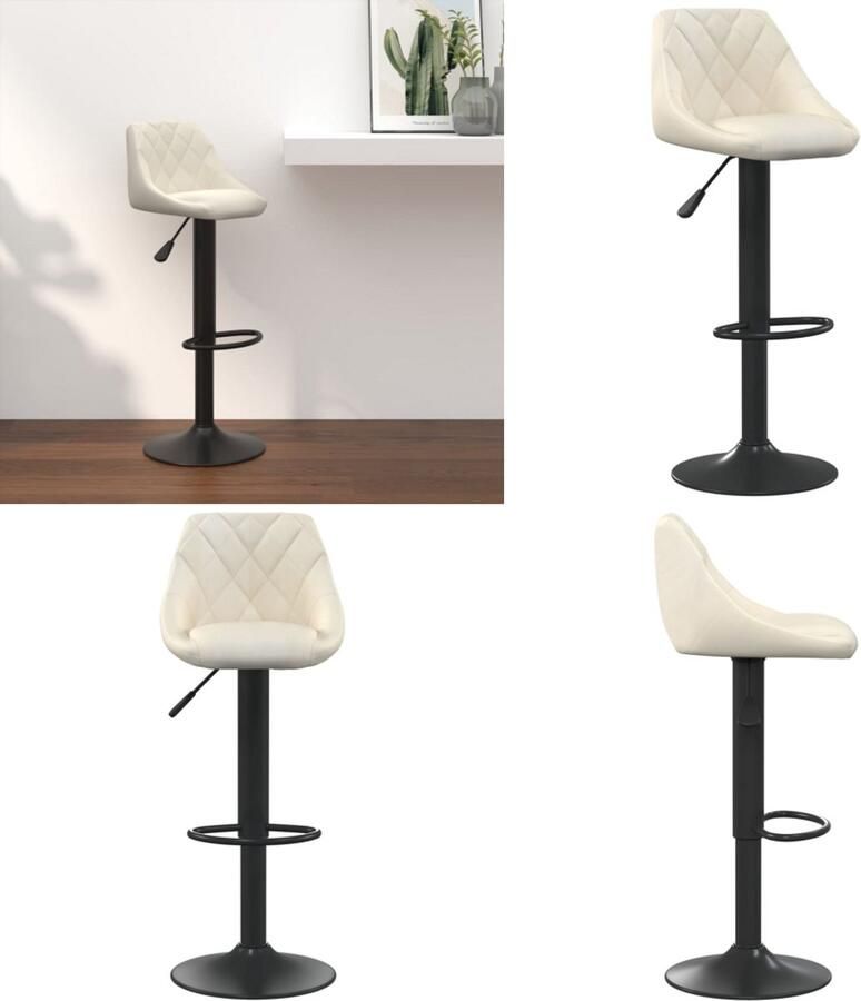 VidaXL Barkruk fluweel crèmekleurig Barkruk Barkrukken Barkrukje Barkrukjes