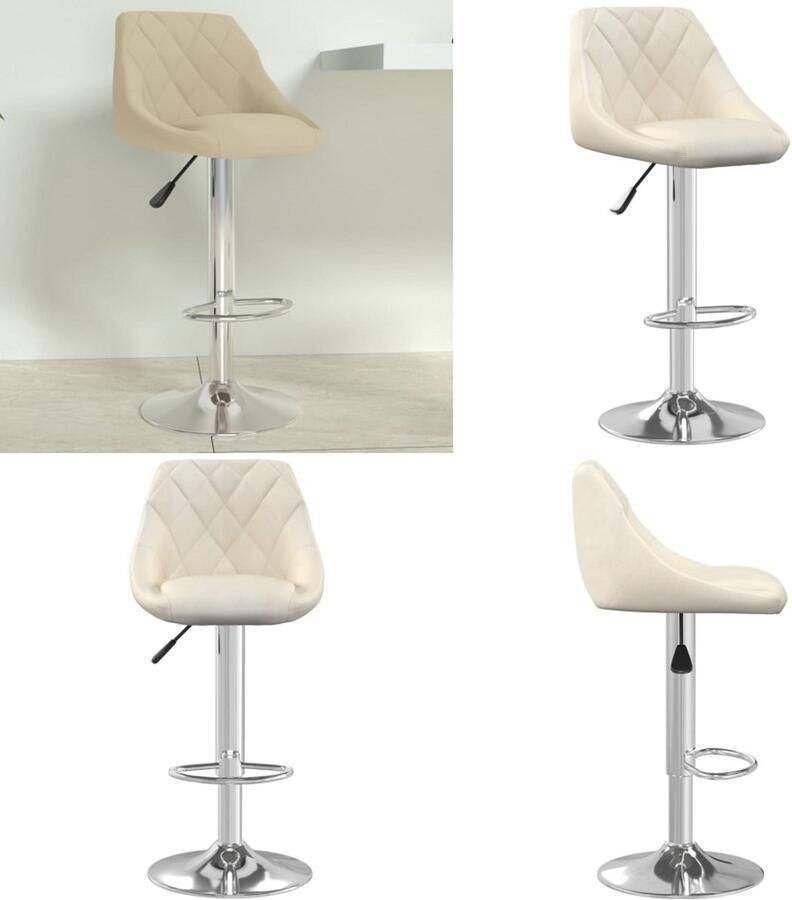 VidaXL Barkruk fluweel crèmekleurig Barkruk Barkrukken Barkrukje Barkrukjes