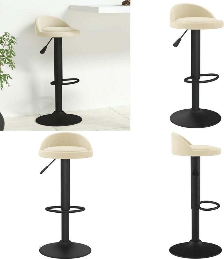 VidaXL Barkruk fluweel crèmekleurig Barkruk Barkrukken Barkrukje Barkrukjes