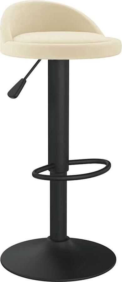 VidaXL Barkruk Fluweel Crèmekleurig In Hoogte Verstelbaar Barstoelen Krukken Lounge Stoel Eetkamerstoel Design Meubels - Foto 2
