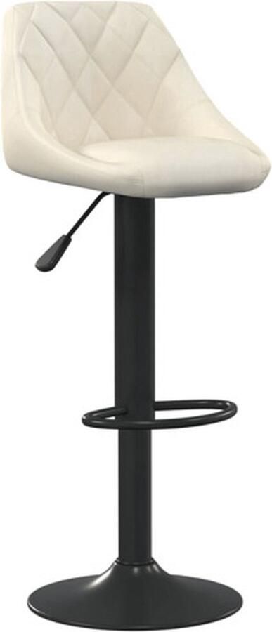 The Living Store Barkruk fluweel crèmekleurig Krukken Barkruk Velvet Stoel Creme Kleur Gasveer Mechanisme - Foto 2