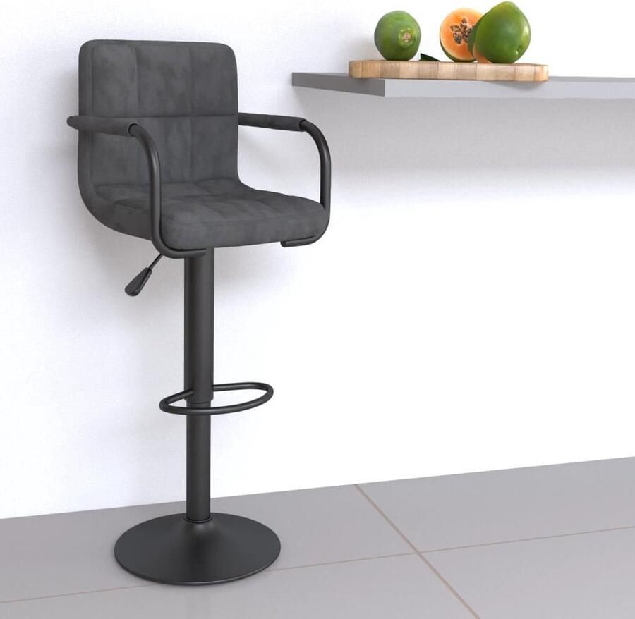 VidaXL Barkruk Fluweel Donkergrijs In Hoogte Verstelbaar Barstoel Barkruk Donkere Stoffen Meubels Industriële Stijl Fluweel Bank Comfortabele Barkruk Hoogtestelbare Barkruk Draaibare Barkruk Eetkamerstoelen Lounge Stoel - Foto 2