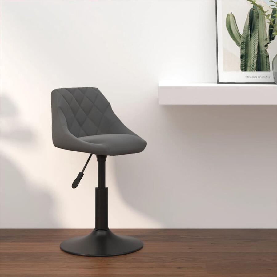 VidaXL Barkruk Fluweel Donkergrijs Verstelbaar Barstoelen Barkruk Fluweel Stoel Donkere Stoel Design Stoel Verstelbare Barkruk Draaibare Barkruk Eetkamerstoel Keukenstoel - Foto 2