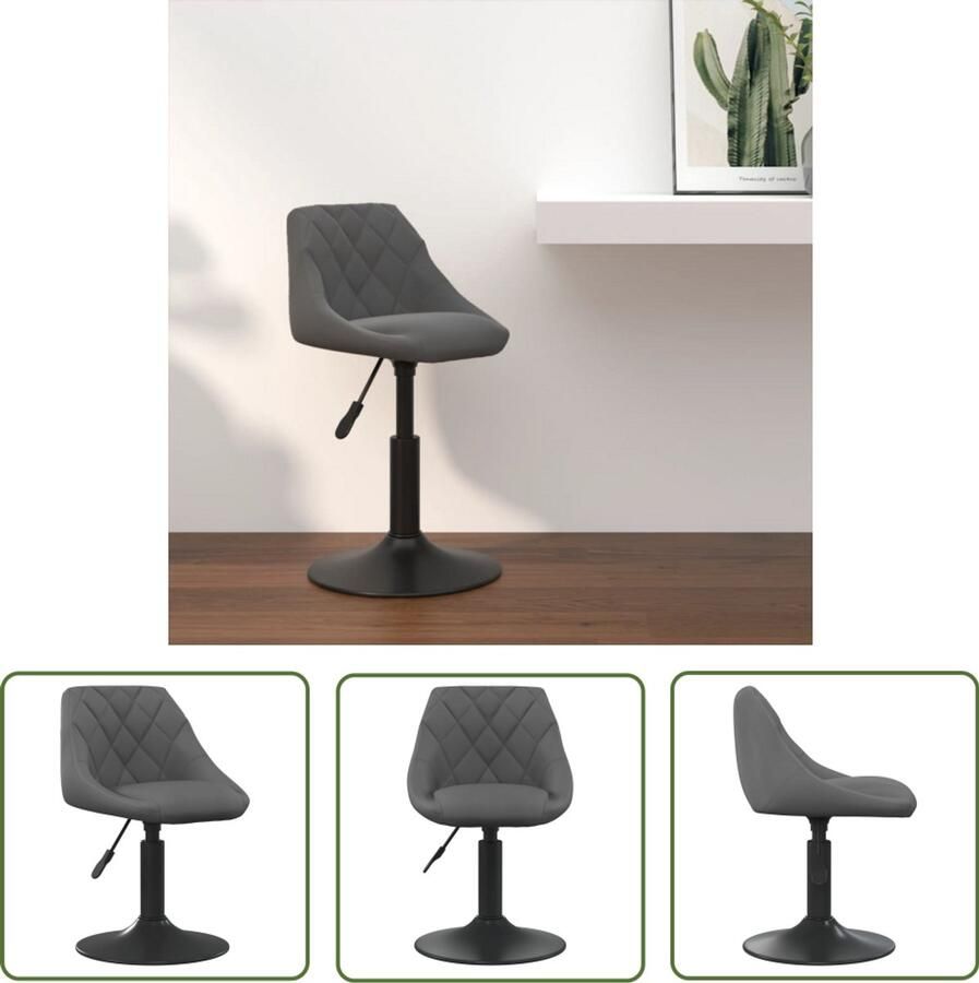 VidaXL Barkruk Fluweel Donkergrijs Verstelbaar Barstoelen Barkruk Fluweel Stoel Donkere Stoel Design Stoel Verstelbare Barkruk Draaibare Barkruk Eetkamerstoel Keukenstoel