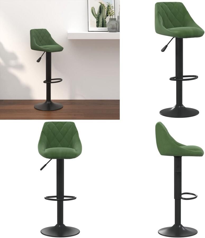 VidaXL Barkruk fluweel donkergroen Barkruk Barkrukken Barkrukje Barkrukjes