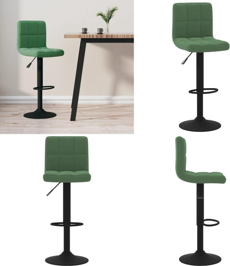 VidaXL Barkruk fluweel donkergroen Barkruk Barkrukken Barkrukje Barkrukjes