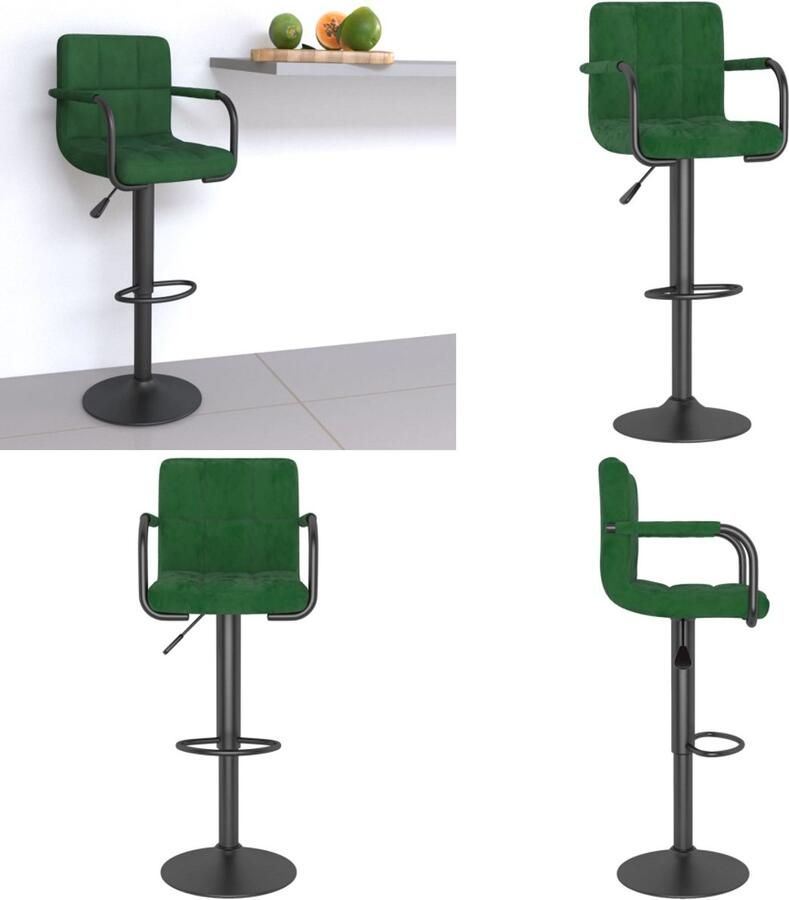 VidaXL Barkruk fluweel donkergroen Barkruk Barkrukken Barkrukje Barkrukjes