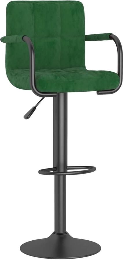 VidaXL Barkruk Fluweel Donkergroen In hoogte verstelbaar Barstoel Barkruk Donkere Stoffen Meubels Fluweel Barkruk Industriële Barkruk