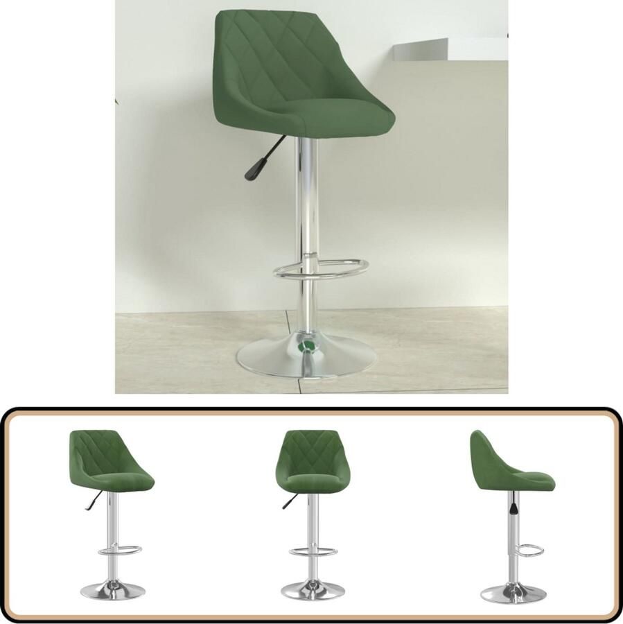 The Living Store Barkruk Donkergroen Fluweel 46x44x(82-103)cm Draaibaar Verstelbaar Voetensteun Montage Vereist Barstoel Barkruk Eetkamerstoelen Lounge Stoel Velvet Meubels