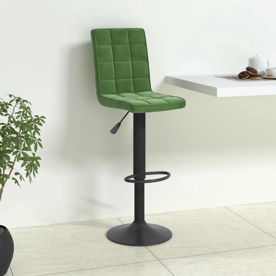 VidaXL Barkruk Fluweel Donkergroen Verstelbaar Barstoel Velvet Stoel Donkere Groene Barstoel Design Barstool Eetkamerstoelen Hoge Stoel Draaibare Barstoel Gasveren Mechanisme Lounge Stoel - Foto 3