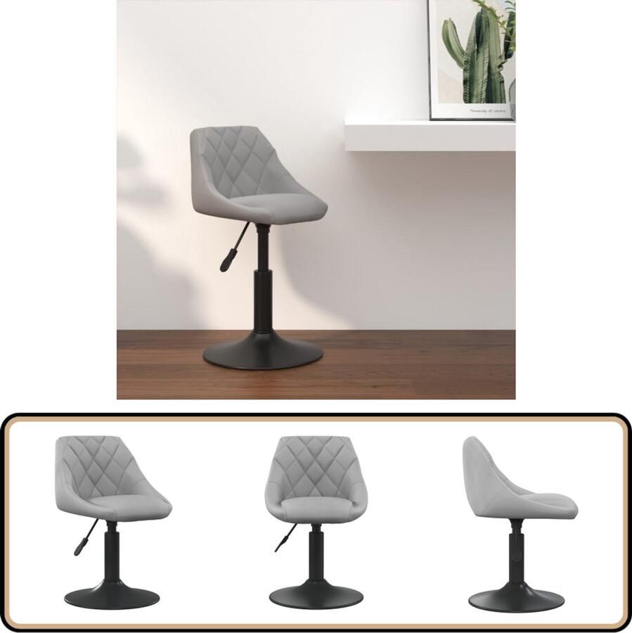 VidaXL Barkruk Fluweel Lichtgrijs Verstelbaar & Stijlvol Barstoelen Barkrukken Stoelen Design Meubels Lounge Stoelen Fluweel Meubilair Zwarte Barkruk