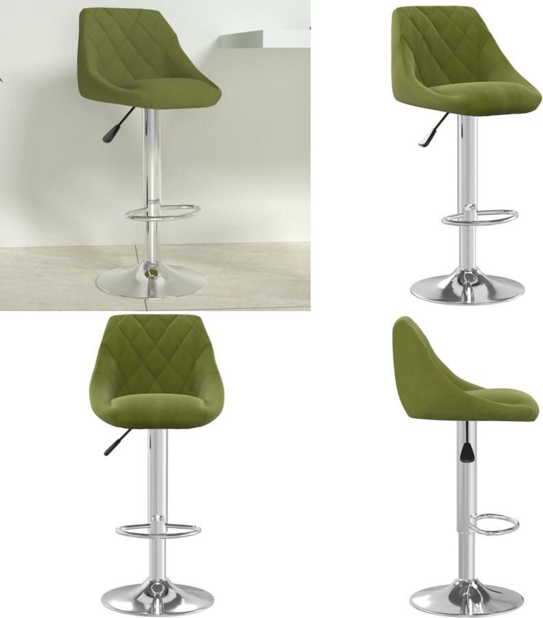 VidaXL Barkruk fluweel lichtgroen Barkruk Barkrukken Barkrukje Barkrukjes