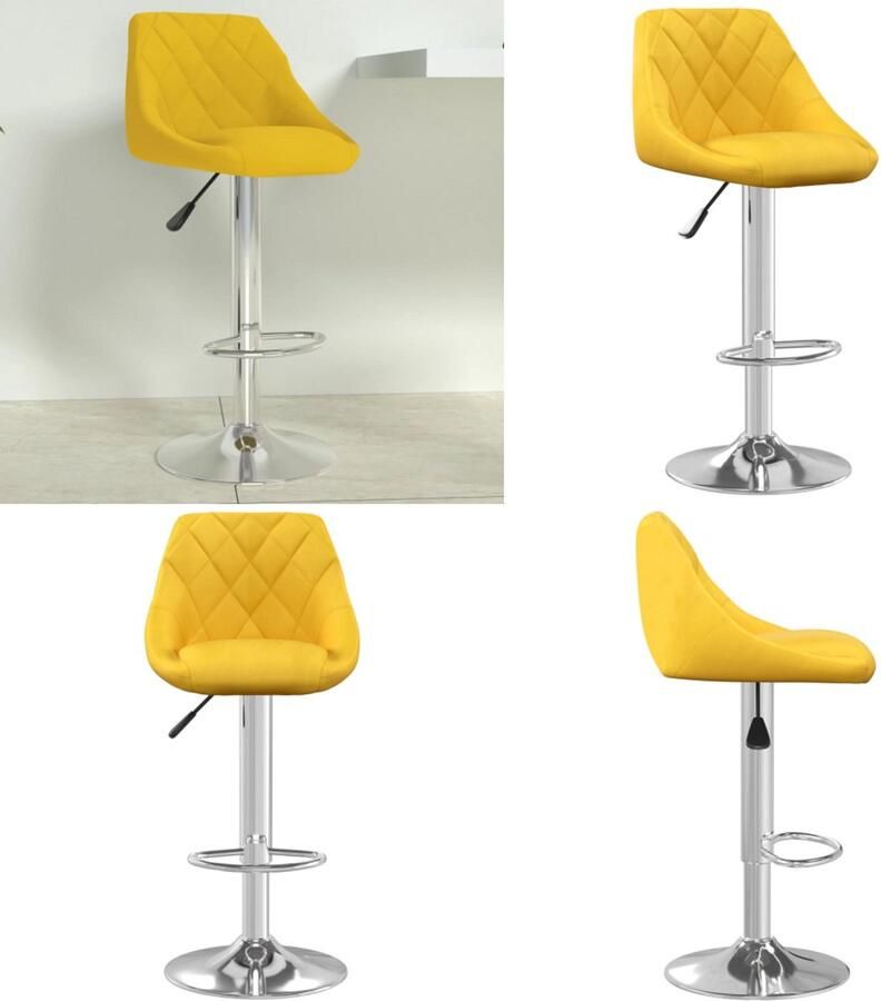 VidaXL Barkruk fluweel mosterdgeel Barkruk Barkrukken Barkrukje Barkrukjes