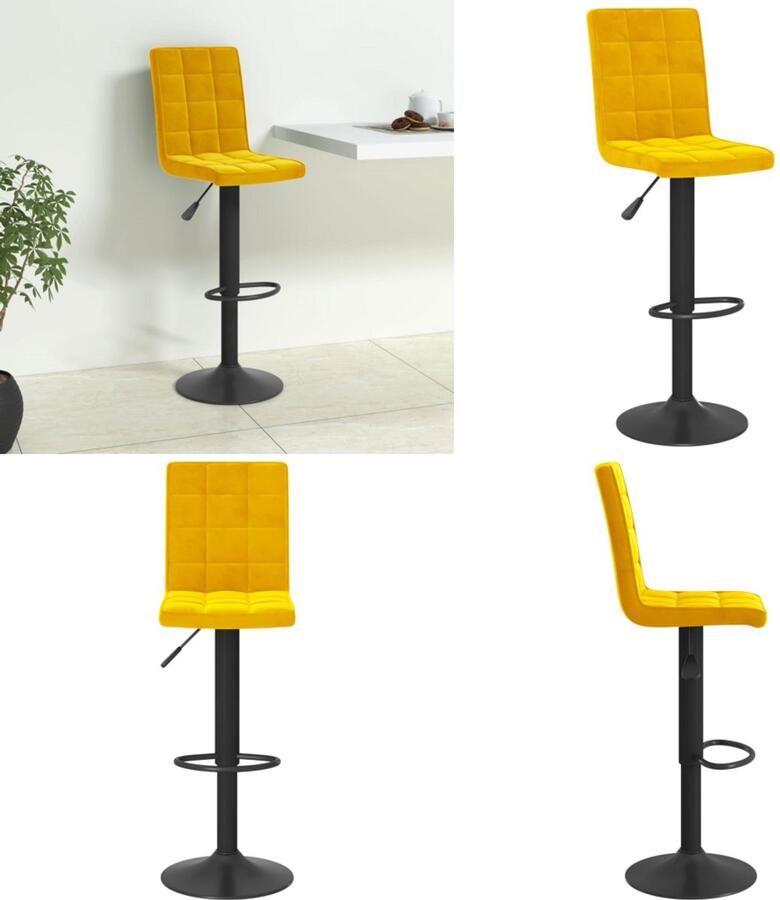 VidaXL Barkruk fluweel mosterdgeel Barkruk Barkrukken Barkrukje Barkrukjes