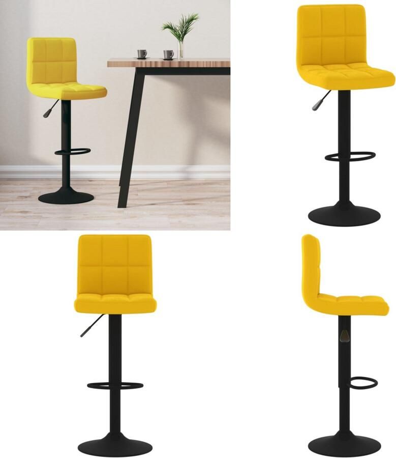 VidaXL Barkruk fluweel mosterdgeel Barkruk Barkrukken Barkrukje Barkrukjes