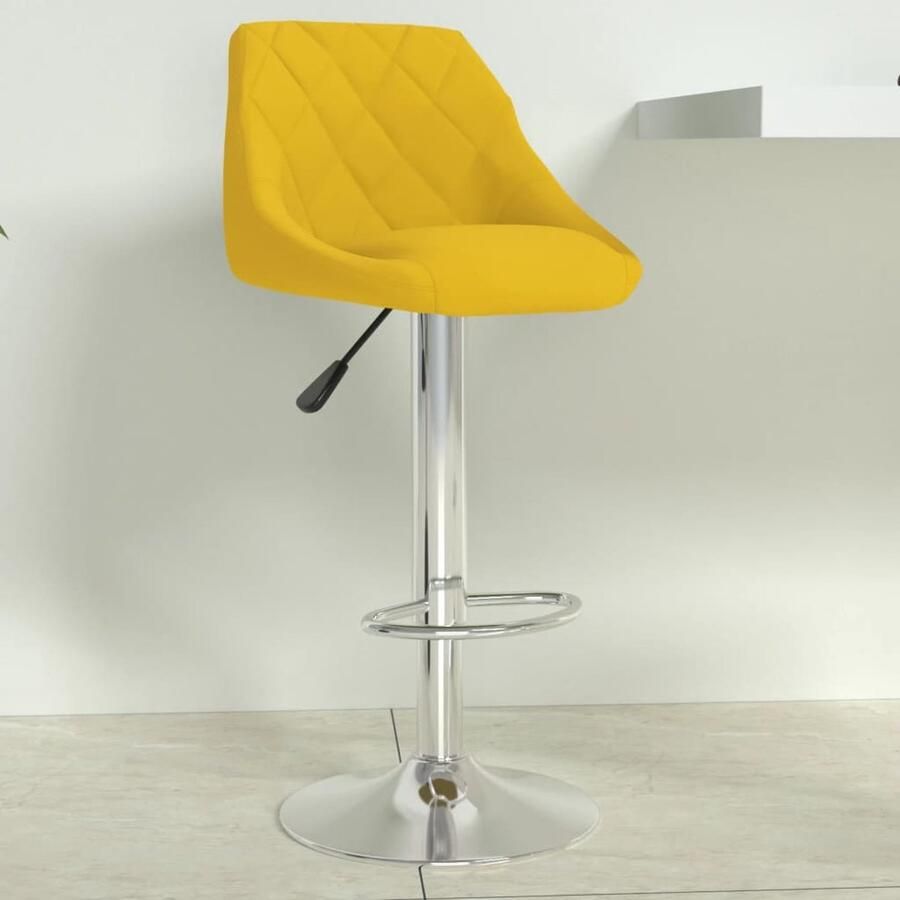 VidaXL Barkruk Fluweel Mosterdgeel Verstelbaar Barstoel Barkruk Velvet Stoel Mustard Yellow Furniture Design Meubels Eetkamerstoelen Adjustable Stool Swivel Chair Home Decor Living Room Furniture Modern Chairs - Foto 2